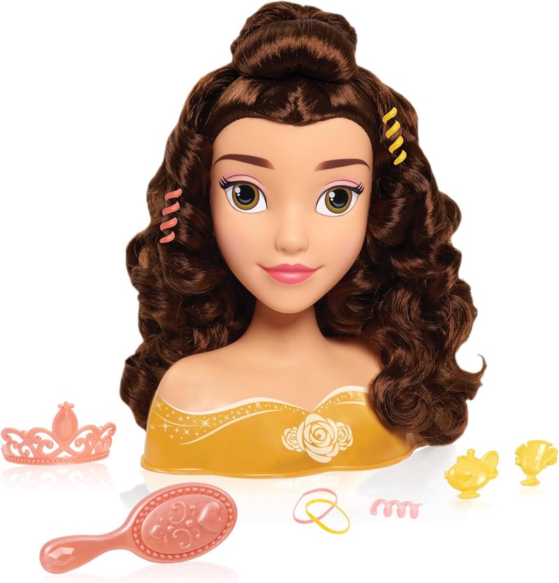 Disney Styling Head Disney Princess Belle Styling Head, Brown Hair, 10 Piece Pretend Play Set, Beauty And The Beast, By Just Play - Image 1